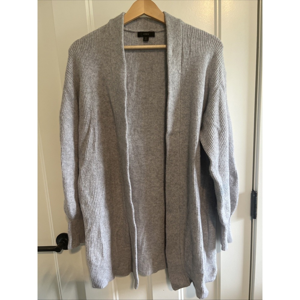 J‎ Crew Cardigan Long Sweater Wool Blend Gray Women's Medium